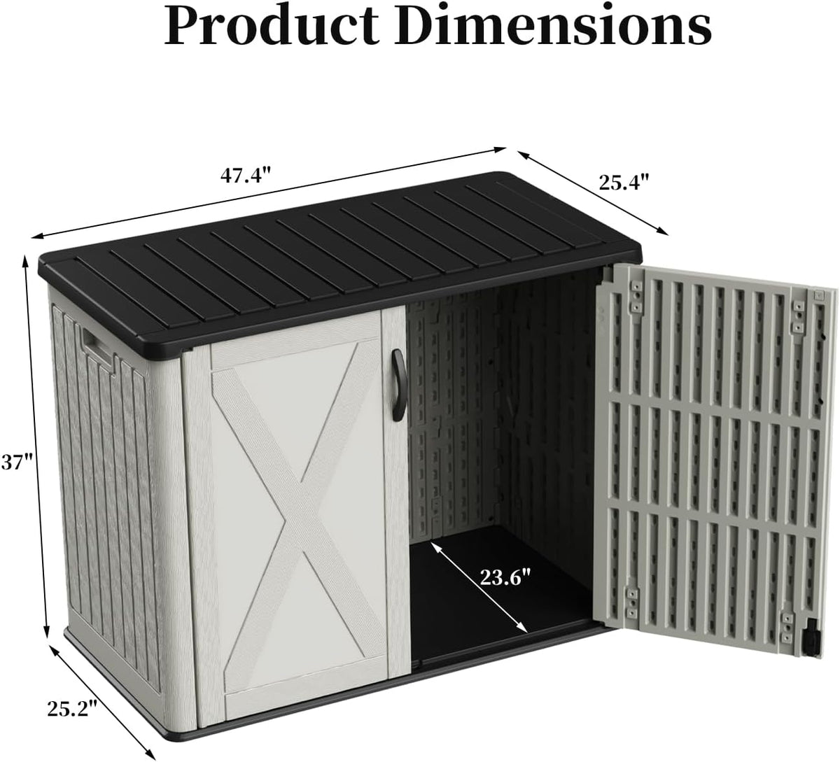 Patiowell Resin Outdoor Storage Cabinet, 26 Cu.ft Horizontal Storage Shed
