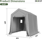 Aoxun 6x8x7 FT Outdoor Portable Storage Shed Tent for Motorcycle,Gray
