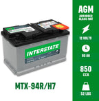 Interstate Batteries Car Battery 12V 80Ah 850CCA Group H7, 94R AGM
