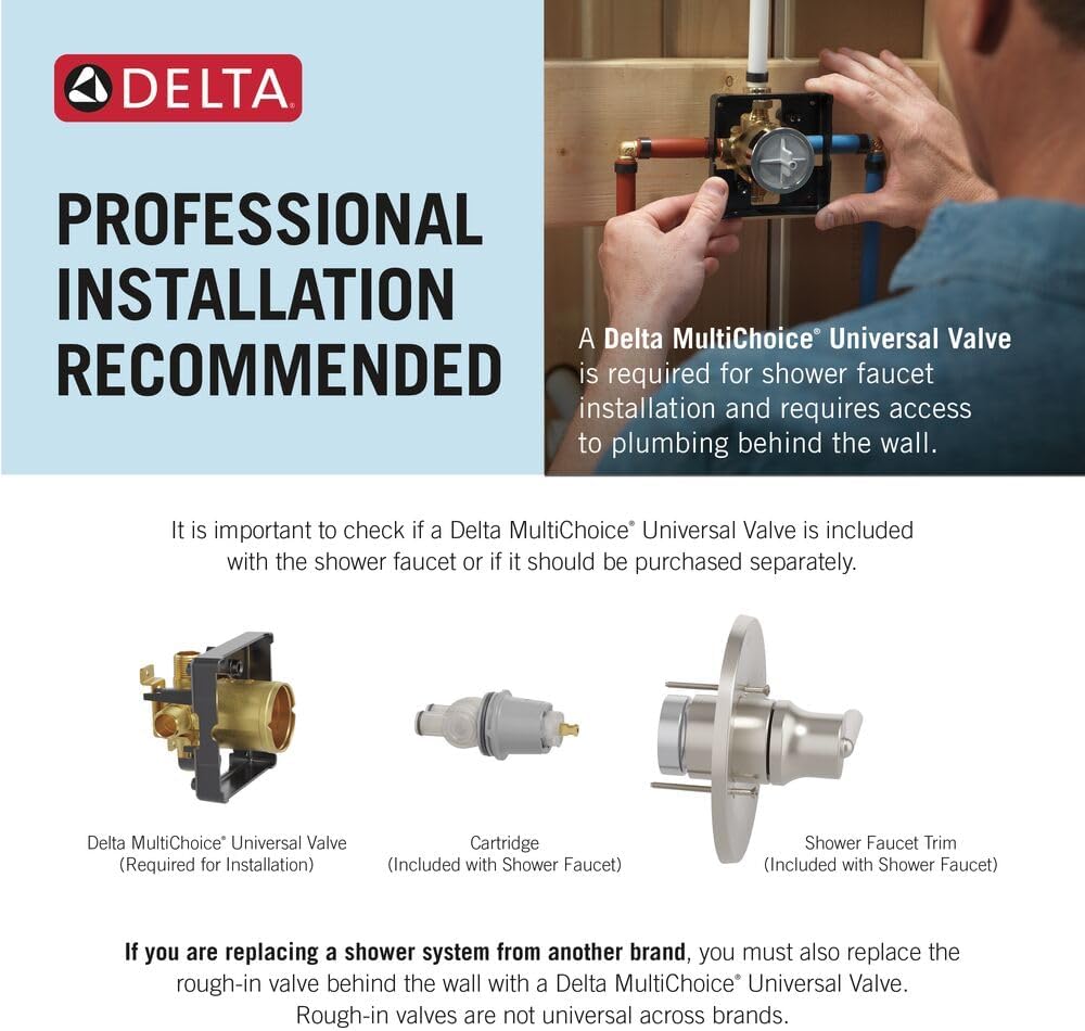 Delta Faucet R10000-UNWSHF MultiChoice Universal Shower Valve Body for Shower Faucet Trim Kits (with Screwdriver Stops)