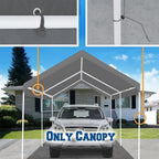 Rutile 10 x 20 FT Carport Replacement Cover, Heavy Duty Car Tarp Canopy Tent Replacement Top w/Ball Bungees Gray (Only Top Cover, Frame is not