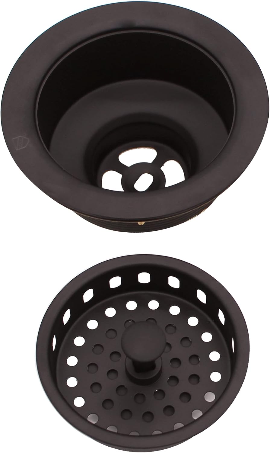 Westbrass A2165-12 4-1/4" OD Post Style Large Kitchen Basket Strainer with Waste Disposal Flange and Stopper Drain Set, Oil Rubbed Bronze