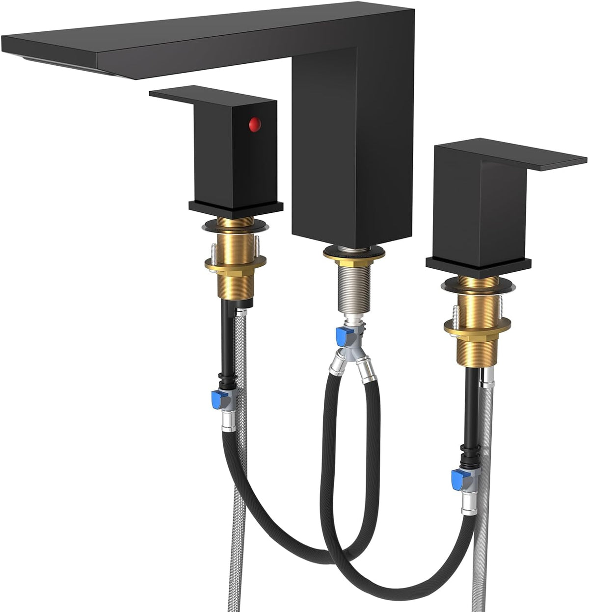 BESy Roman Tub Faucet Set Jacuzzi Bath Bathtub Faucet Deck Mount Black