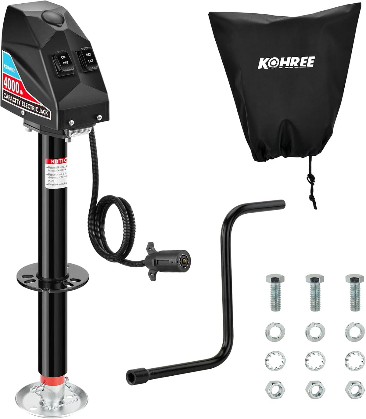 Kohree Electric Trailer Jack 4000 lbs with 7-Way Connector, Heavy Duty