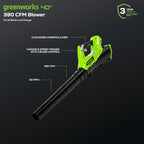 Greenworks 40V 12 in String Trimmer & 390 CFM Blower Combo, 2.0 Ah Battery