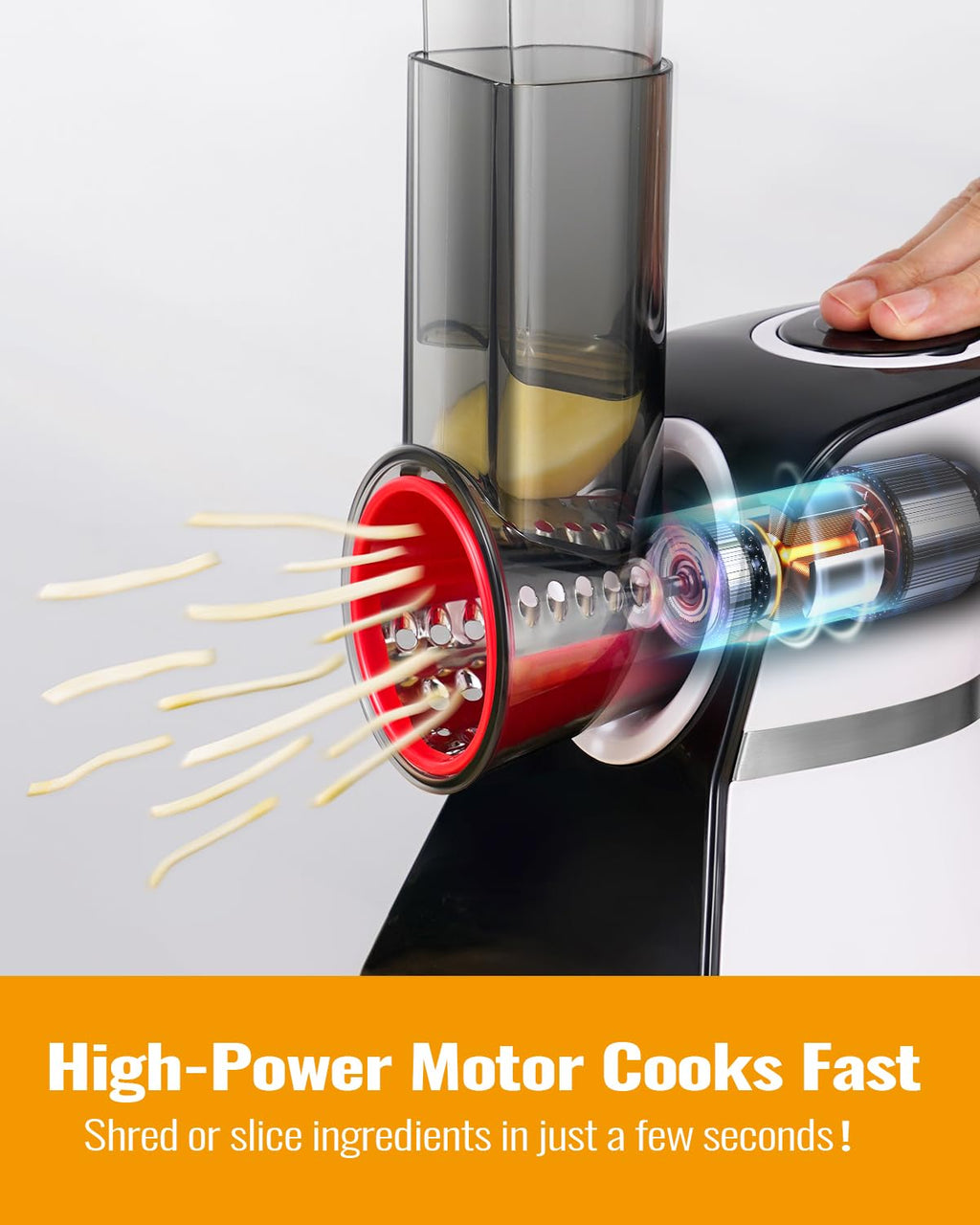 Electric Cheese Grater Salad Shooter,5-In-1 Electric Slicer For Home Kitchen,One-Touch Easy Control,With Safety Push Bar Cheese Grater Electric For