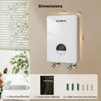 CAMPLUX Tankless Water Heater Electric 120V, 4.5kW Point of Use Instant Hot Water Heater, Save Space for Sink Wall Mounted LED Digital Display CSA