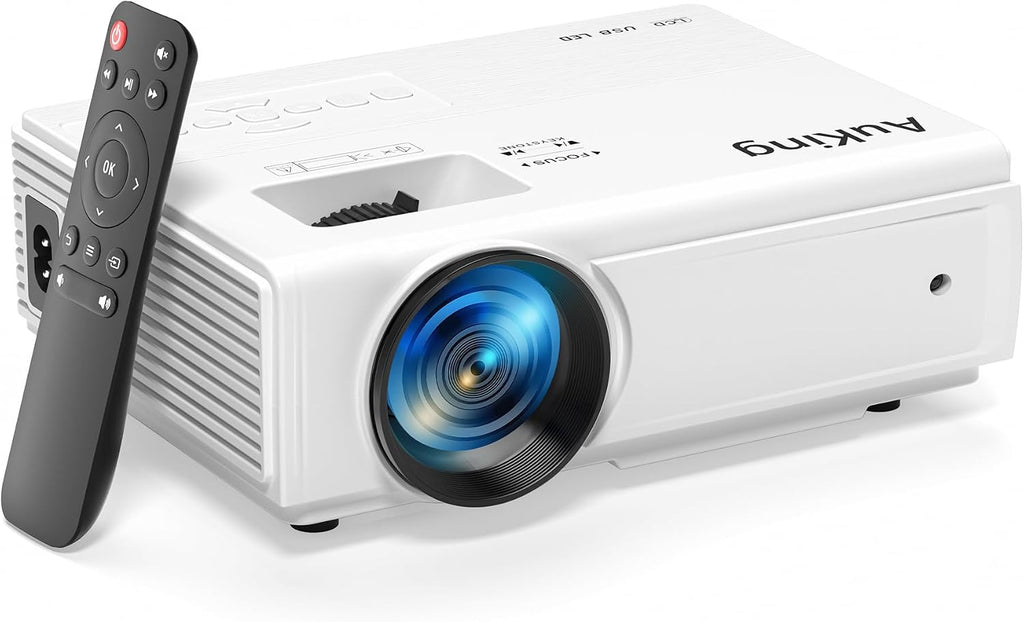 AuKing Projector, 2026 Upgraded Mini Portable Projector, Full HD 1080P Movie Projector for Home Theater, Proyector Portátil Compatible with