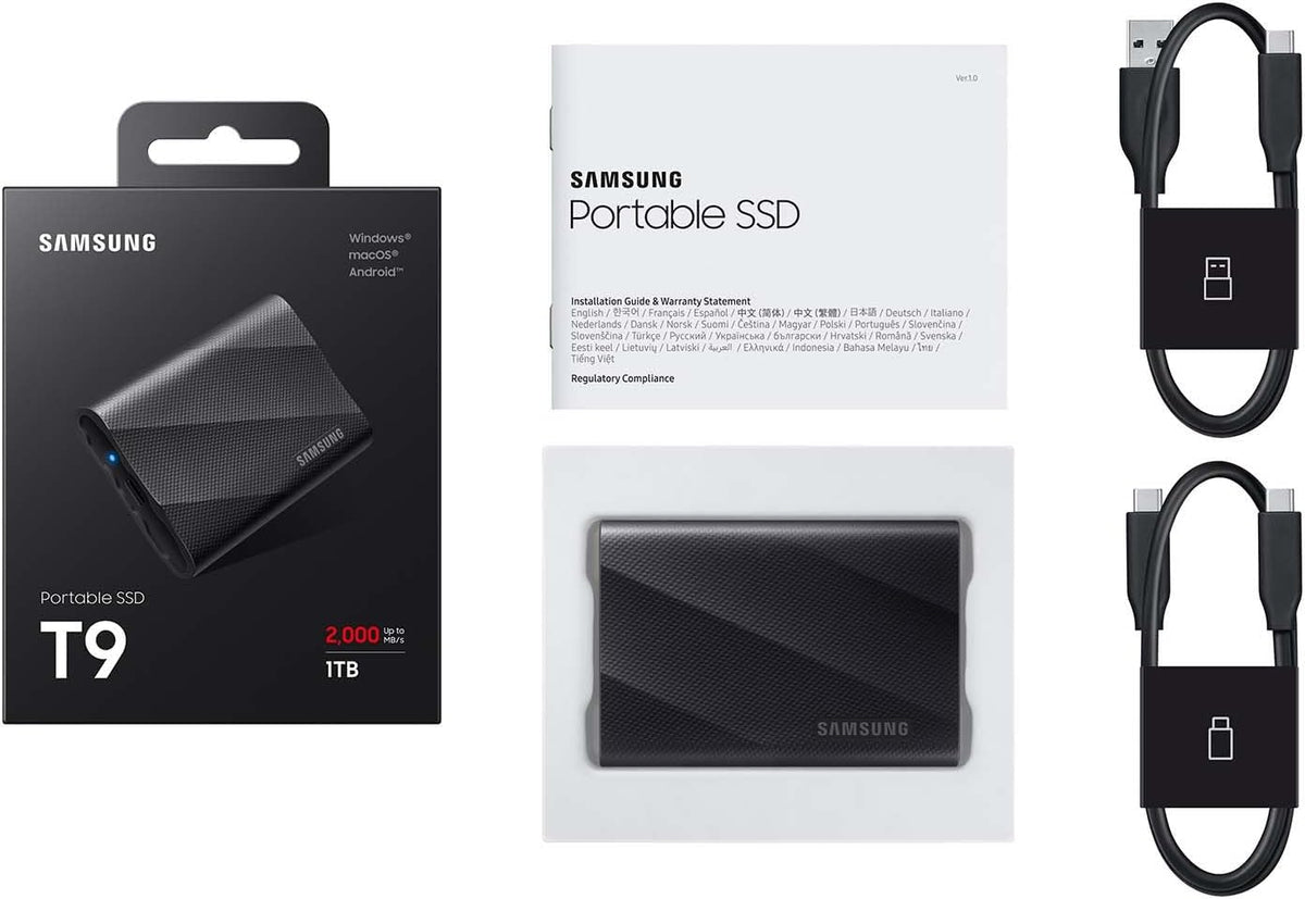 Samsung T9 Portable SSD 1TB, USB 3.2 Gen 2x2 External SSD, Up to 2,000 MB/s