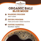Fresh Roasted Coffee, Organic Bali Blue Moon Whole Bean Coffee, Medium Roast, USDA Organic, Kosher, 5 lb (80 oz)