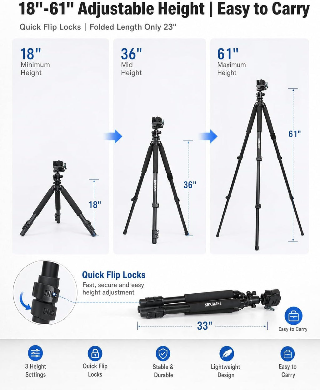 Aluminum Tripod with 360° Ball Head, Arca-Swiss Compatible