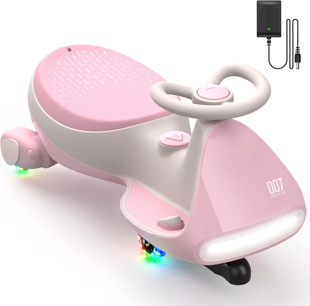 FanttikRide N7 Pro Electric Wiggle Car, Flashing Whees, Pinkish White