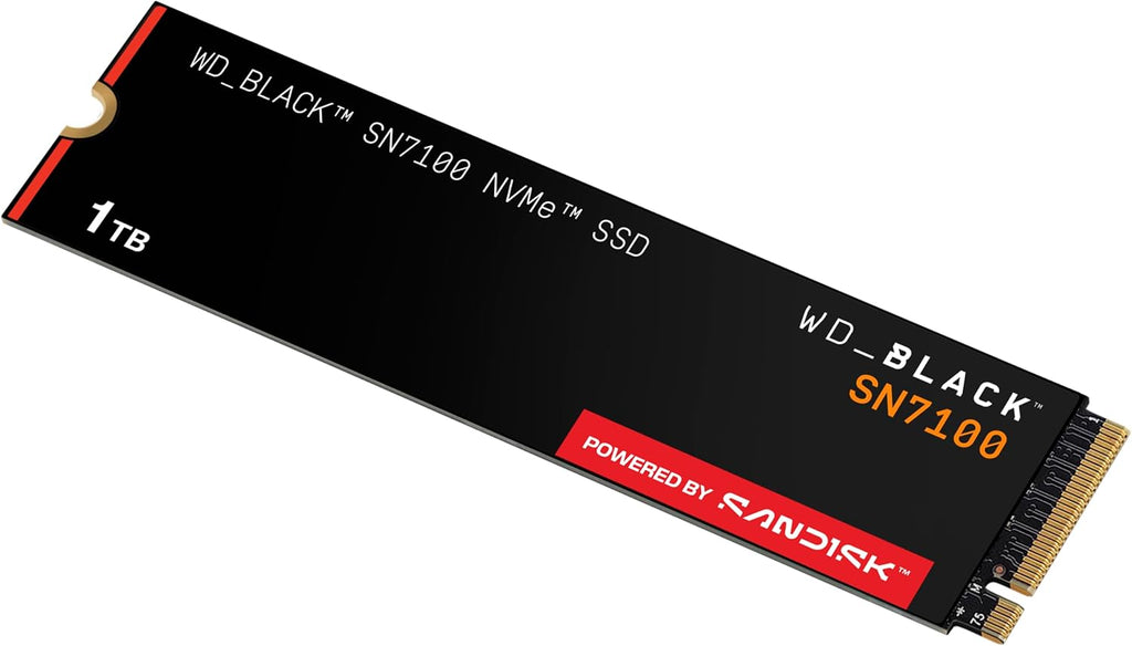 WD_Black SN7100 1TB NVMe SSD - Gen4 PCIe, M.2 2280, Up to 7,250 MB/s Read Speed, Up to 6,900 MB/s Write Speed, Next Gen TLC 3D NAND, for Laptops