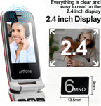 artfone G3 Flip Phone Unlocked for Seniors, 4G Volte Basic Phone, 2.4" Screen, SOS Button, Speed Dial, Hans-Free, Big Buttons, Bluetooth, Camera, FM