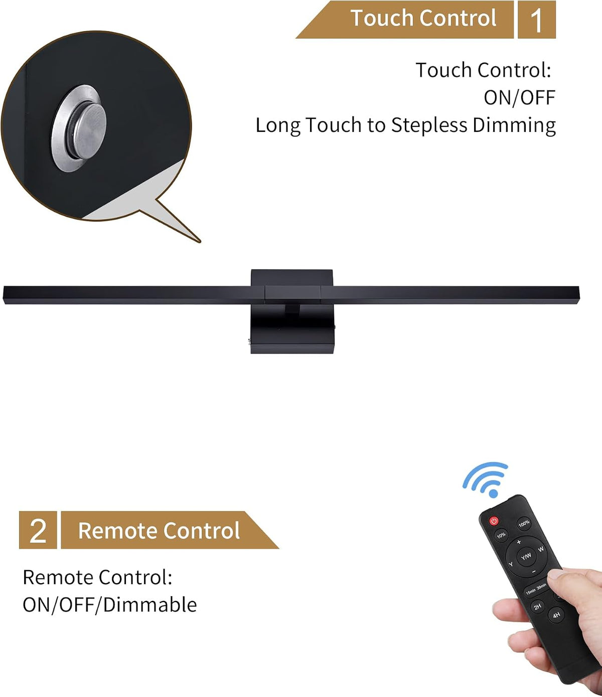 Black Battery Operated Wall Sconce with Remote Control 8000mAh