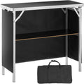 VEVOR Folding Portable Bar Table, Tradeshow Podium Table for Indoor, Outdoor, Party, Picnic, Exhibition, Includes Carrying Case, Storage Shelf and