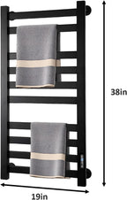 Heated Towel Rack Timer & Multi-Level Temp Adjustment Black