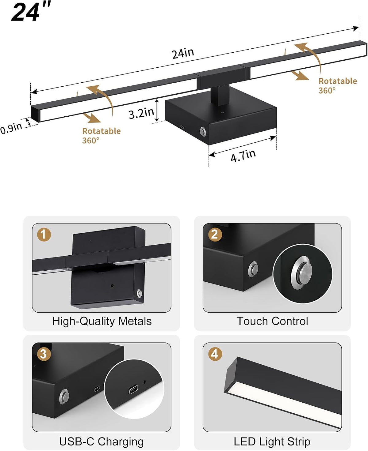 Black Battery Operated Wall Sconce with Remote Control 8000mAh