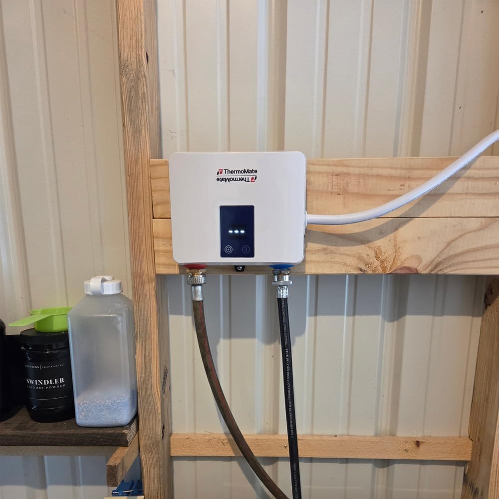 Tankless Small Water Heater Electric 120V 29.2Amp, ThermoMate 3500W On Demand Instant Hot Water Heater with Temperature Display for Kitchen Bathroom