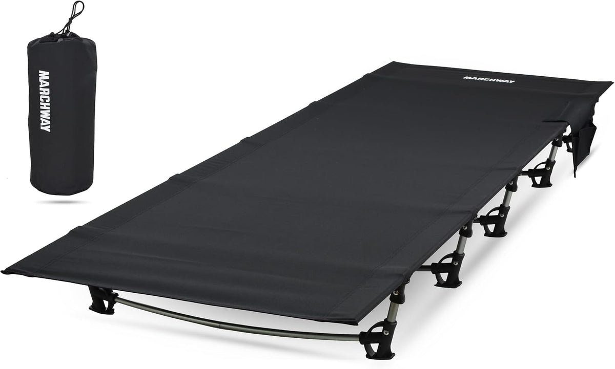 MARCHWAY Ultralight Folding Camping Cot Bed, Portable, Supports 275 lbs
