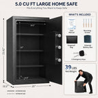 23.62'' Tall Extra Large Home Safe Box, Safe with Fireproof Waterproof Document Bag, Digital Keypad and 3 Removable Steel Shelves, Security Box for