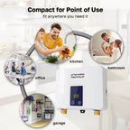 Tankless Small Water Heater Electric 120V 29.2Amp, ThermoMate 3500W On Demand Instant Hot Water Heater with Temperature Display for Kitchen Bathroom