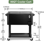 80 Qt Rolling Ice Chest Cooler Cart, Stand Up Cooler Trolley