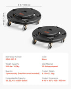 VEVOR Trash Can Dolly 500 lbs 2 Packs Round Trash Can Roller Base Balck