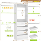 Aheaplus Closet System, 4-9Ft Closet Organizer with 4 Wooden Drawers, White