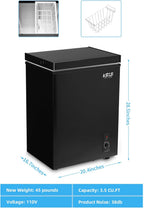 Chest Freezer 3.5 Cu.Ft Mini Compact Deep Freezer with Top Open Door Black