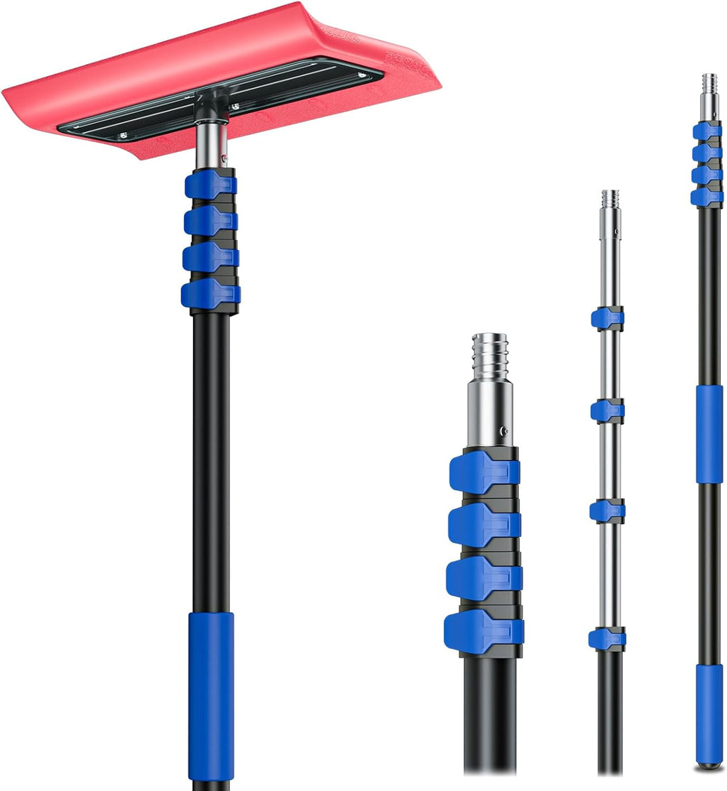 Roof Rakes for Snow Removal, 20FT Telescoping Snow Rake for House Roof, Solar Panels, Cars & RV, Snow Broom Push/Pull, Heavy Duty Aluminum Ice