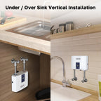 Tankless Small Water Heater Electric 120V 29.2Amp, ThermoMate 3500W On Demand Instant Hot Water Heater with Temperature Display for Kitchen Bathroom