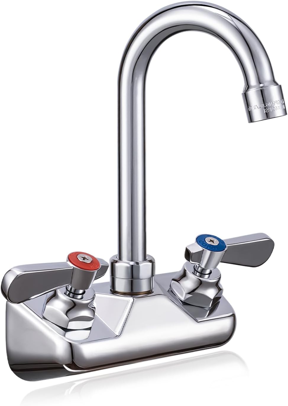 Commercial Hand Sink Faucet 4" Center Wall Mount, 3-1/2" Gooseneck