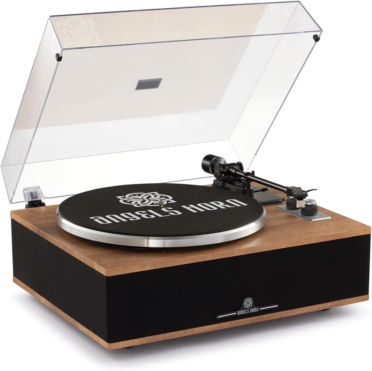 ANGELS HORN Vinyl Record Player, Bluetooth Turntable with Built in Speakers