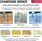 Delta Nicoli Brushed Gold Kitchen Faucet with Pull Down Sprayer, Modern Single Hole Kitchen Sink Faucet, Single Handle, Champagne Bronze 19867LF-CZ