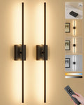 Battery Operated Wall Sconces Set of 2, Remote Control, 10000mAh, Black