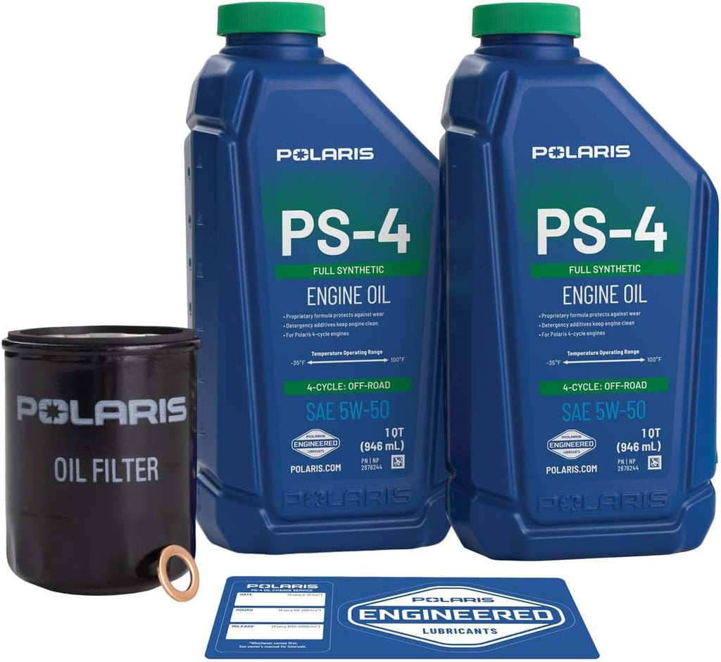 Polaris PS4 Oil Change Kit for Specific RANGER, RZR, SPORTSMAN, ACE 570 Models With 4 Stroke Engine, Includes 2 Quarts of PS-4 5W-50 Full Synthetic