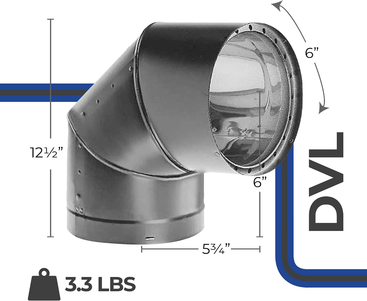 DuraVent Double-Wall Stovepipe DVL 6" Diameter 90 Degree Adjustable Elbow