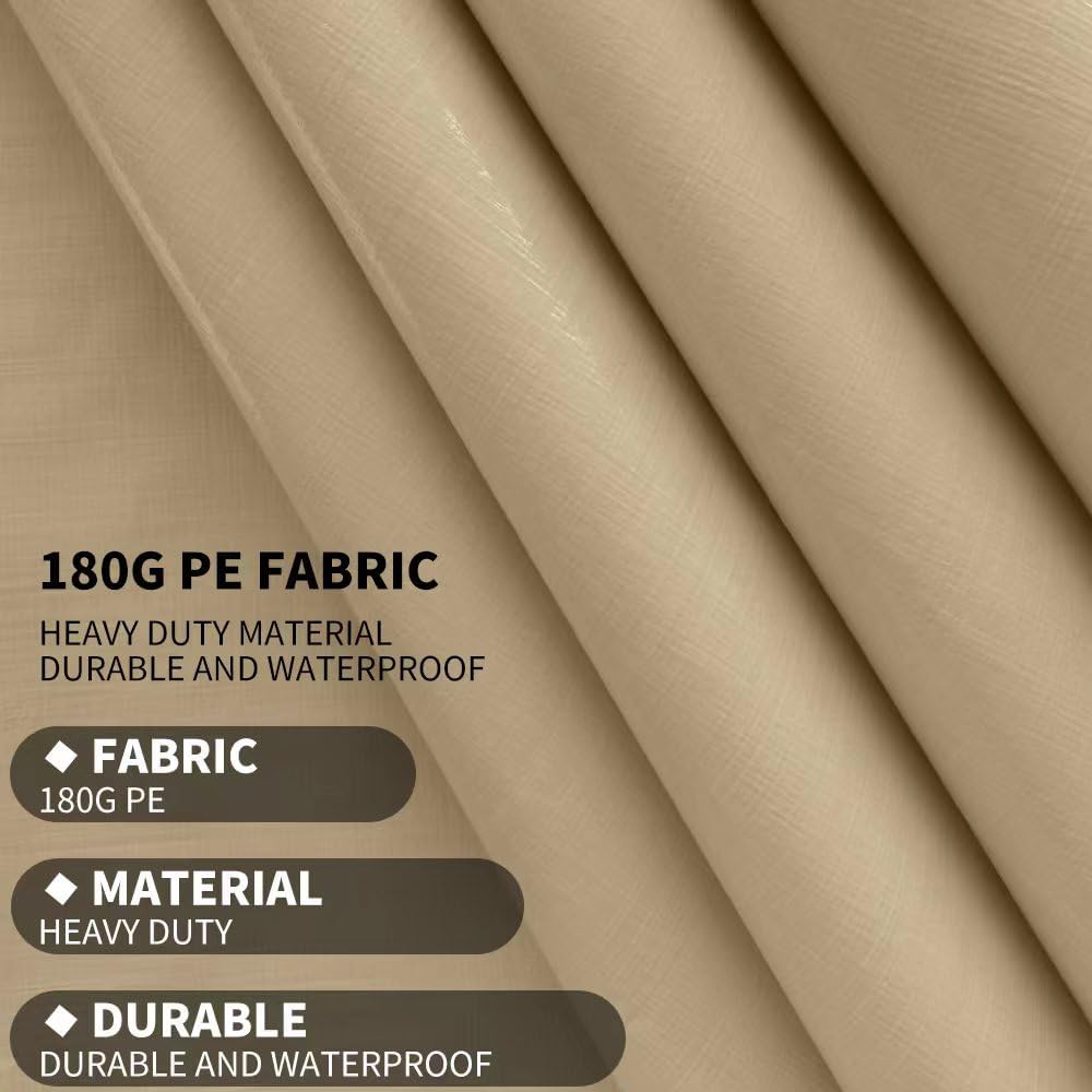 Carport Replacement Canopy, Replacement Top Cover for 10' x 20' Carport Frame, 180G PE Fabric Waterproof & UV Protected Tarp with Ball Bungees, Beige