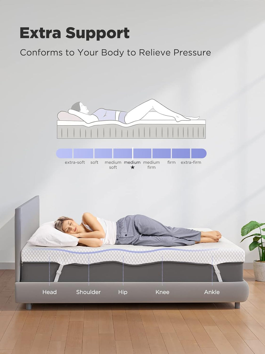 PERLECARE Queen 3 Inch Gel Memory Foam Mattress Topper with Cover