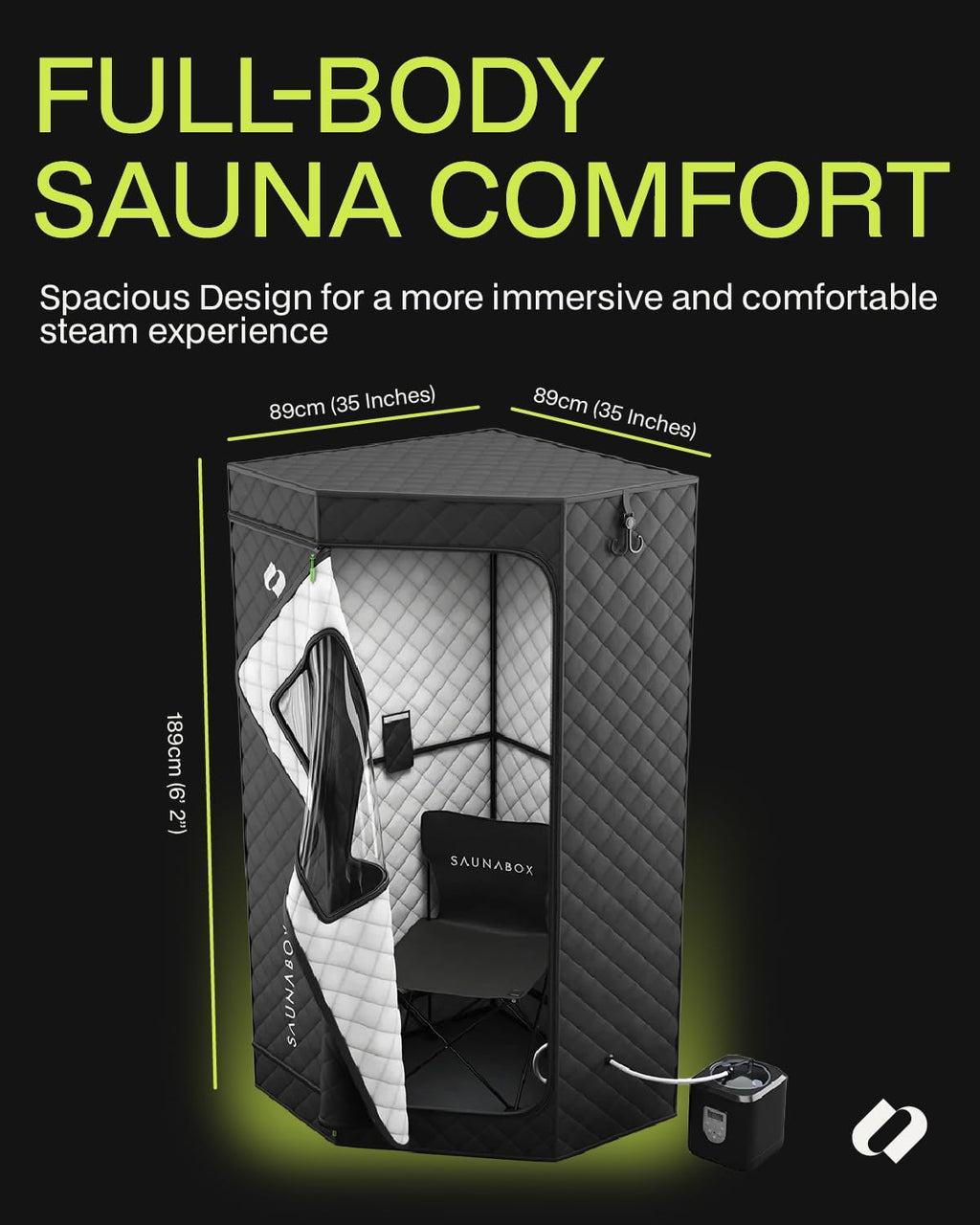 SAUNABOX® SmartSteam Kit Pro Portable Home Steam Sauna | 1 Person Sauna Tent