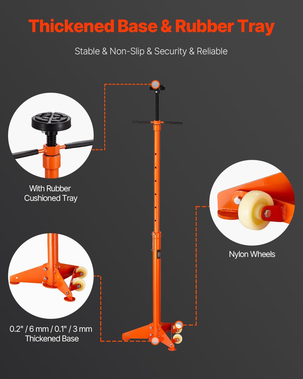 VEVOR Underhoist Support Stand, 3/4 Ton, Adjustable 38.4-75.4 inch, Auto