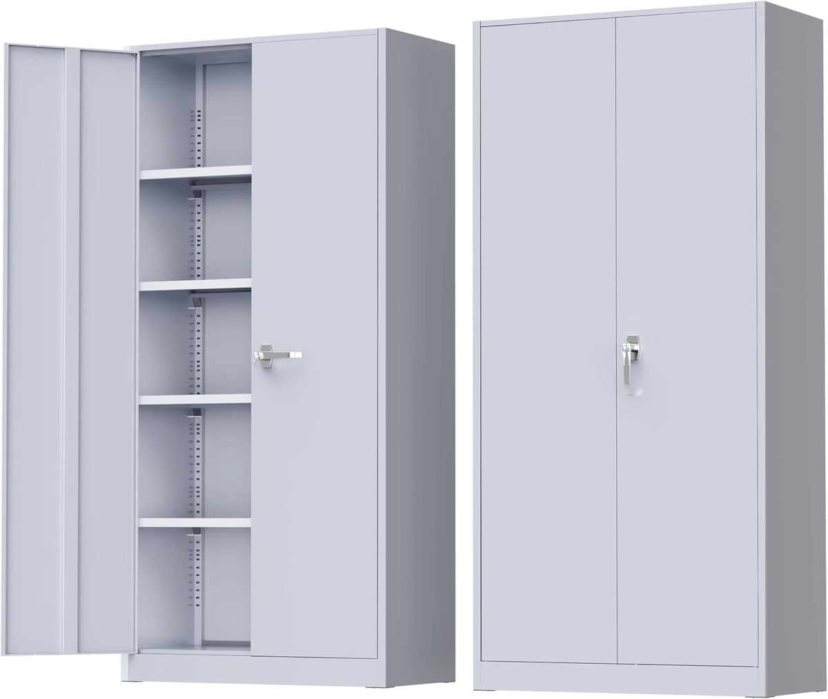 Metal Storage Cabinet with Doors and Shelves, 72" Inch Locking Metal Cabinet,Garage Storage Cabinet for Garage Office School Warehouse (Dark Gray)