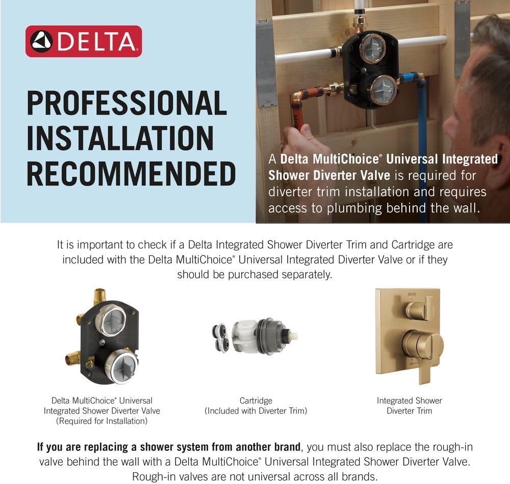 Delta MultiChoice Universal Integrated Diverter Rough with Stops