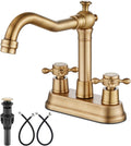 4 Inch Centerset Bathroom Sink Faucet 2 Handle Antique Brass