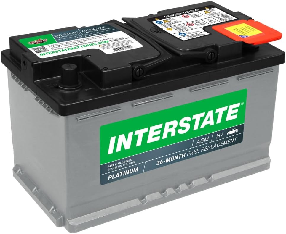 Interstate Batteries Car Battery 12V 80Ah 850CCA Group H7, 94R AGM