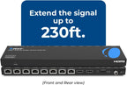 OREI 4K 1x8 HDMI Extender Splitter Multiple Over CAT 6/7 Cable with EDID management - 4K@30Hz upto 165ft and 1080p@60Hz upto 230ft- Loop Out