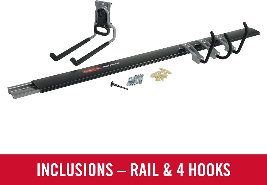Rubbermaid Fasttrack Garage Organization System All-in-One Rail & Hook Kit, 5-Piece (1784417)