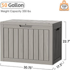 Outdoor Storage Box, 50 Gallon Waterproof Resin Deck Box, Storage Bin for Package Delivery, Patio Furniture Cushion, Garden Tools, Pool Accessories
