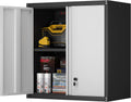 Garage Storage Cabinet, Wall Mounted Locking Cabinet with Doors and Shelves, Steel Tool Garage Cabinets and Storage, Utility Cabinet for Workshop